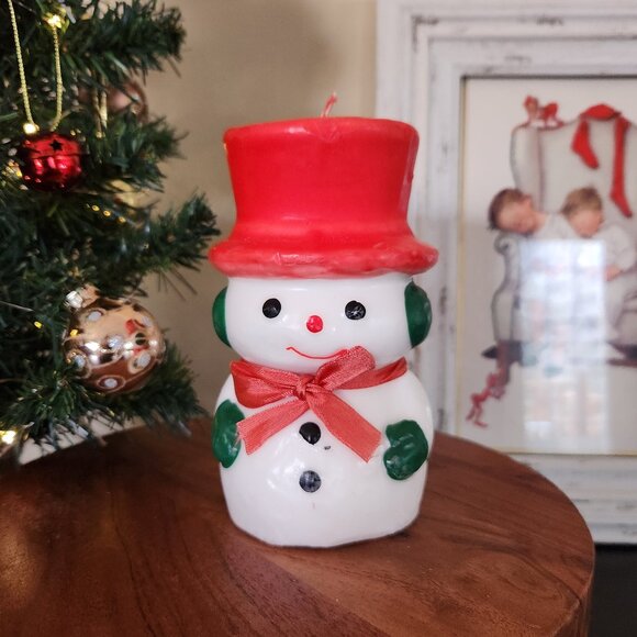 Vintage Christmas Wax Snowman Candle Figurine Holiday Decor FROSTY 1986! - Picture 1 of 6